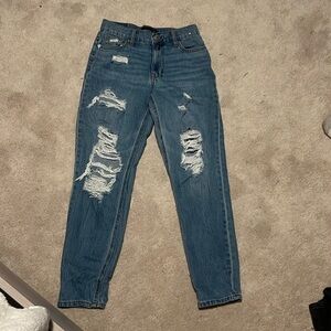 Size 0 Aeropostale ripped medium wash mom jeans